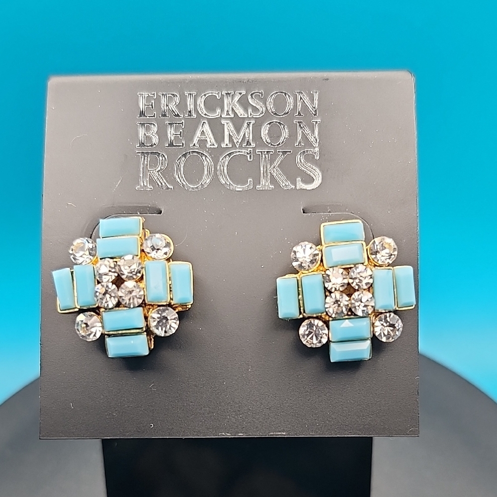 Erickson Beamon Blue and Gold Geometric Earrings
